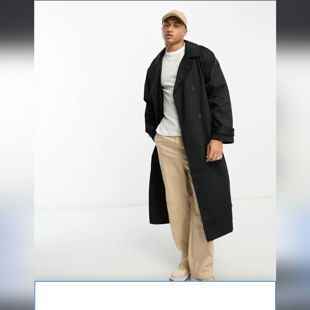 Asos oversized black trench coat size large